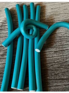 Flexible Teal Foam Hair Curlers - Set of  10 Soft Styling Rods